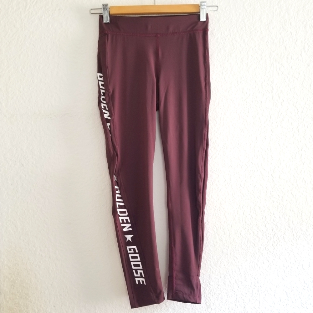 Golden Goose Logo Leggings Size S Small Maroon - Picture 2 of 6